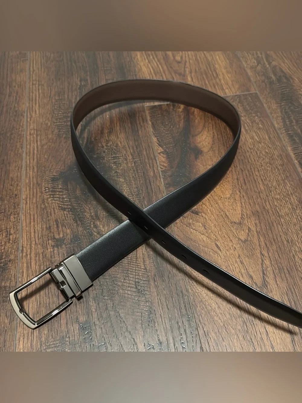 MENS GENUINE LEATHER BLACK BELT SILVER METAL BUCKLE CLASSIC SIZE 34 NWT